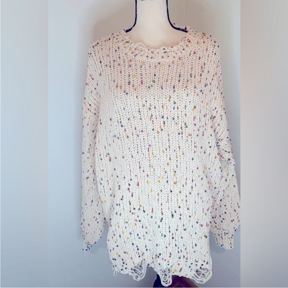 Jodifl Women’s Sweater Beige w/ Multi Colored Rainbow Specks EUC Size Small - Picture 3 of 3
